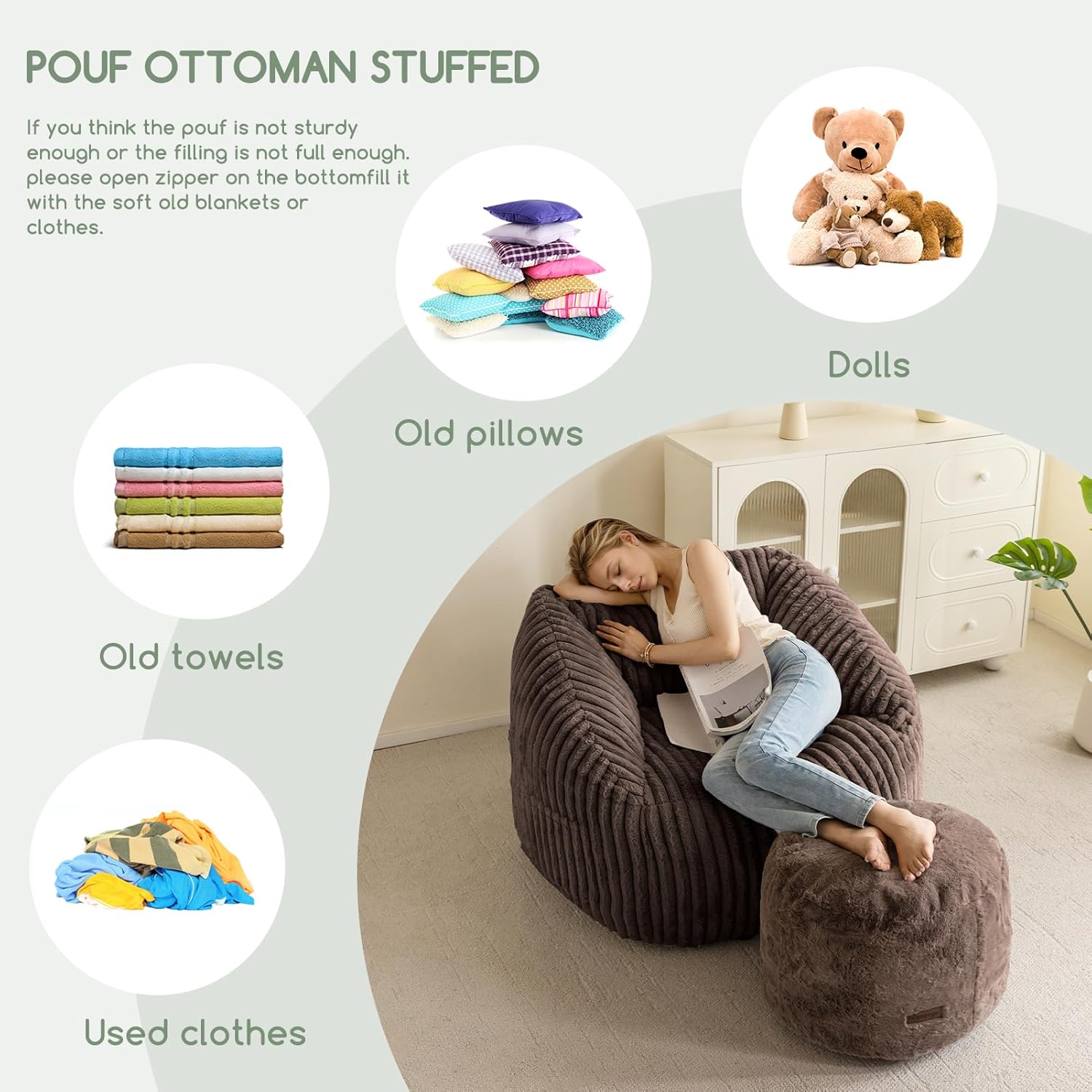 Ottoman Round Modern Foam