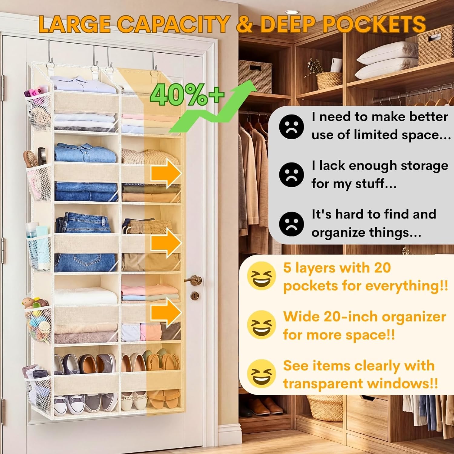 Over the Door Organizer 5 Tiers